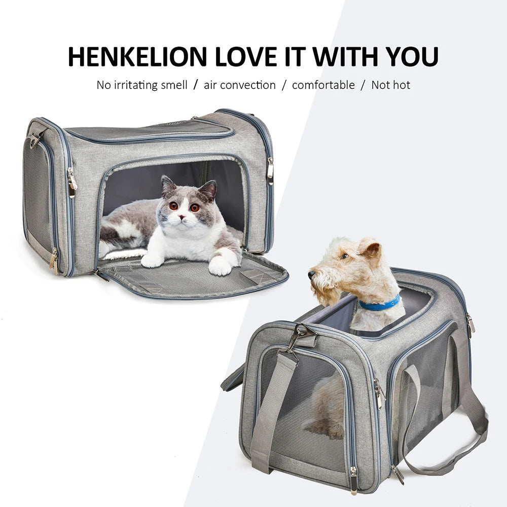 Dog Carrier Bag Soft Side Backpack Cat Pet Carriers Dog Travel Bags Airline Approved Transport for Small Dogs Cats Outgoing